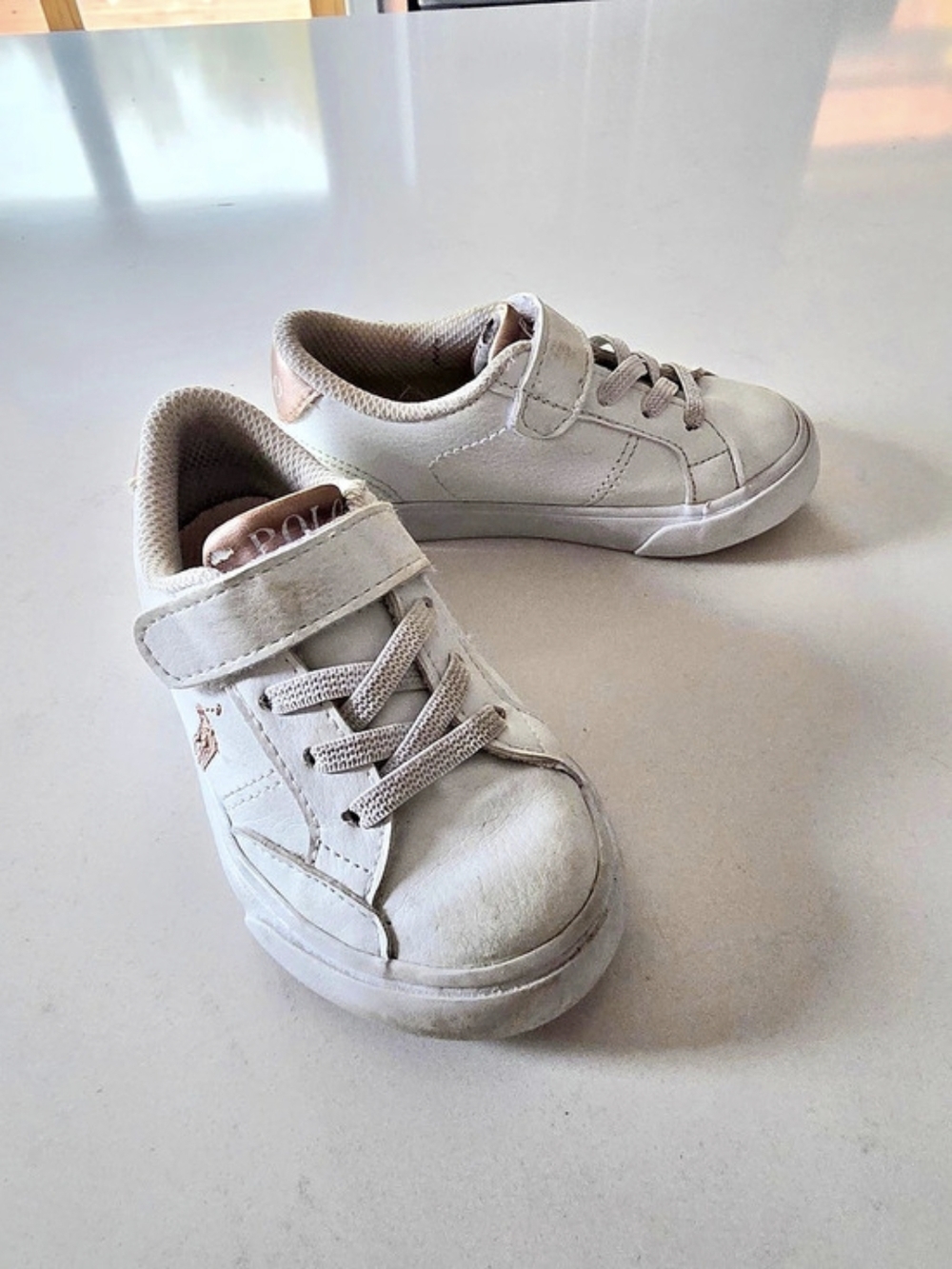 Polo Ralph Lauren Heritage Court III EZ Sneaker Sneakers White & Pink Girls US 7